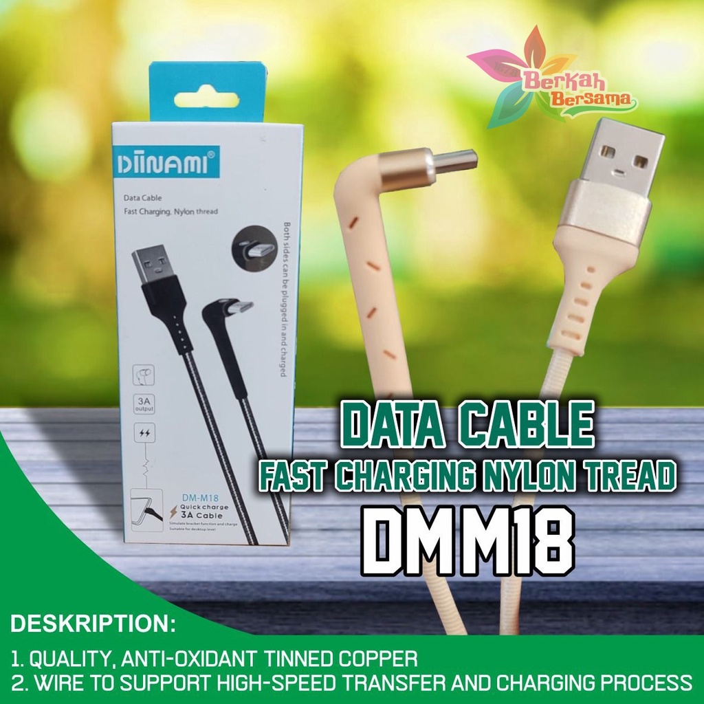 DIINAMI M18 kabel Cable Data GAMING fast Charging Kabel Data Micro , iphone , tipe c USB QC3.0 3 Amper bahan tebal BB6439