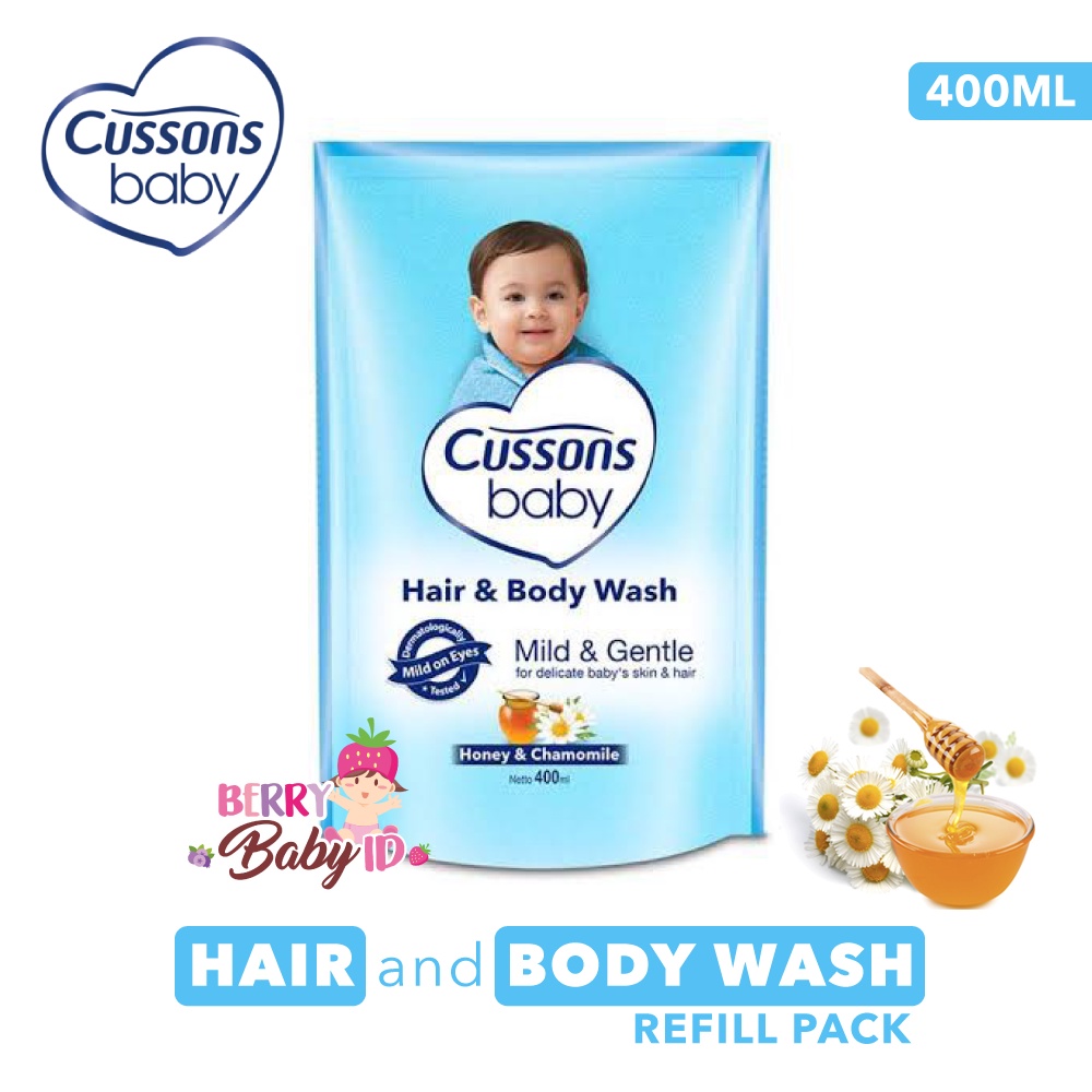 Cussons Baby Hair &amp; Body Wash Mild &amp; Gentle Sabun Shampo Bayi 400 Ml Berry Mart