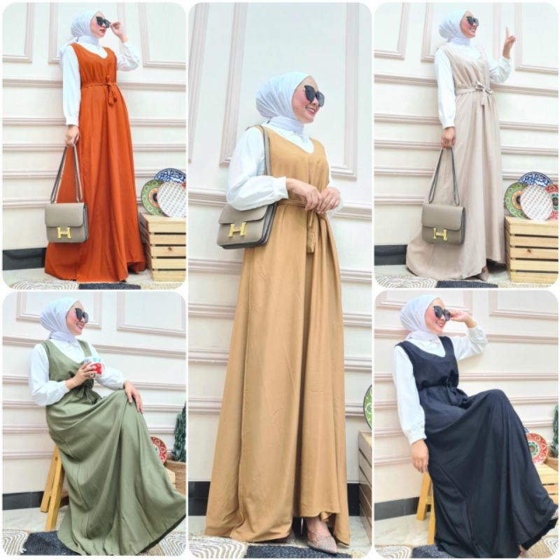 SET KEMEJA PUTIH DAN OUTER POLOS FREE BELT/BAJU BUSUI ORI GLADYS/PAKAIAN WANITA SYARI/GAMIS MAYUNG