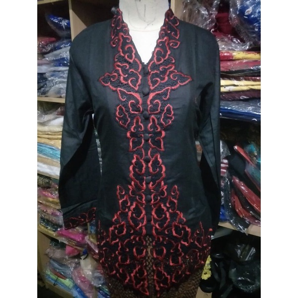 Kebaya Wanita Model Encim Bordir Cantik Warna Hitam Elegan
