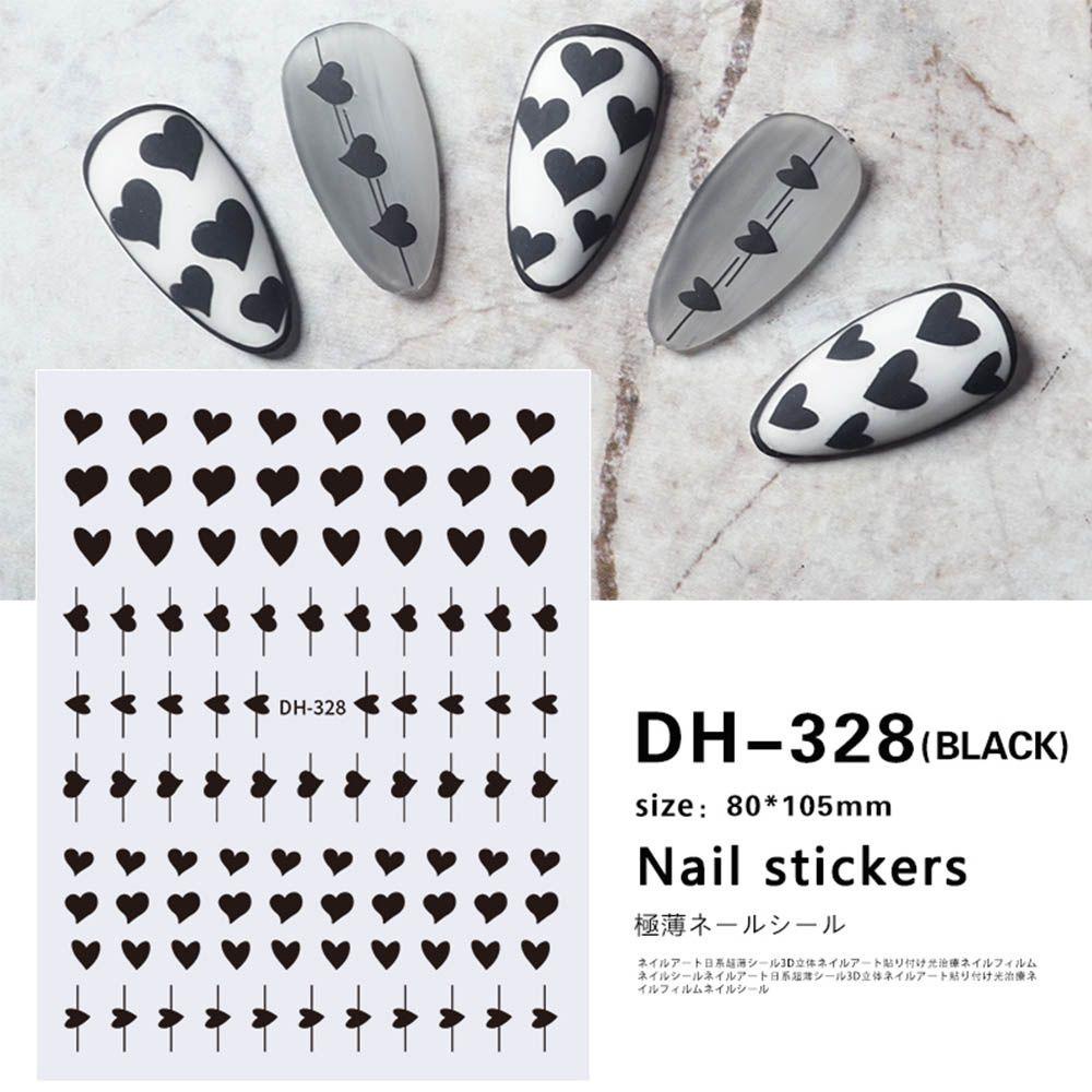 Mxbeauty Stiker Kuku Hati Putih Cinta Hati Kartun Perekat Diri DIY Dekorasi Nail Art