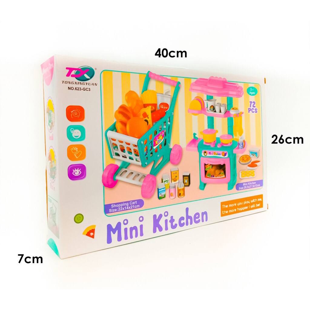 Mini Kitchen - Mainan Kitchen Set dan Trolley Lengkap Aksesoris