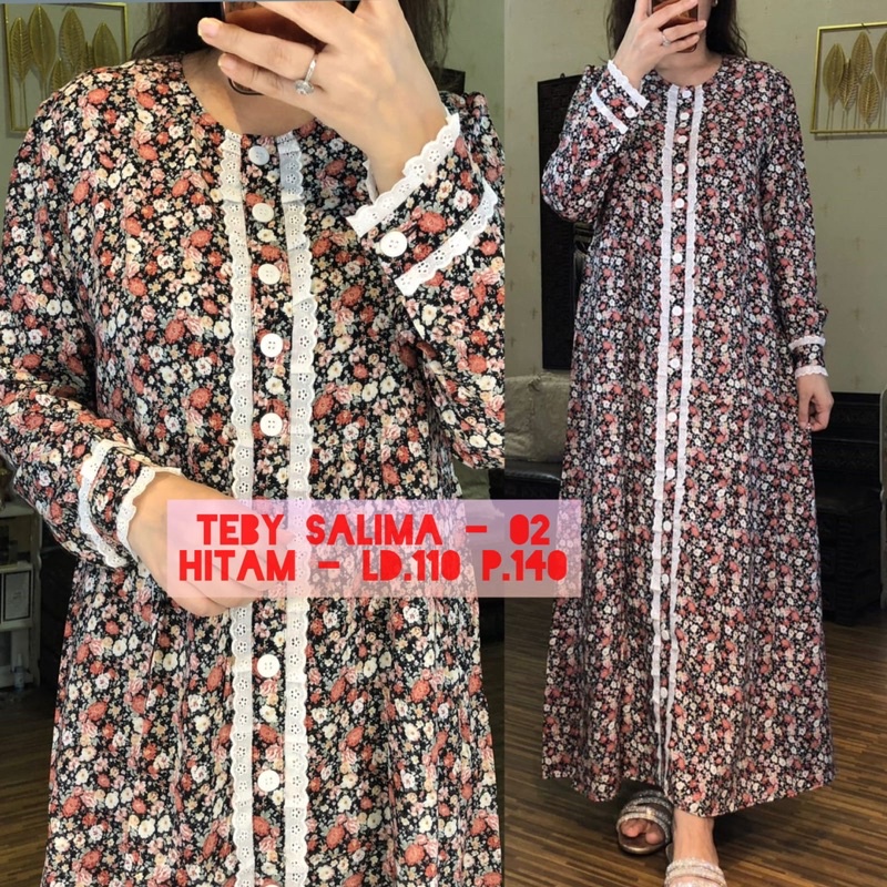 Daster Arab Teby SALIMA Maxi Dress Rayon kancing &amp; Teby VINTAGE Dress Rayon motif terkini