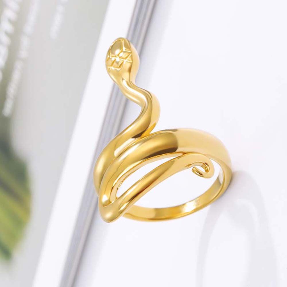 Mxbeauty Cincin Bentuk Ular Bahan Stainless Steel Gaya Vintage Korea Untuk Wanita