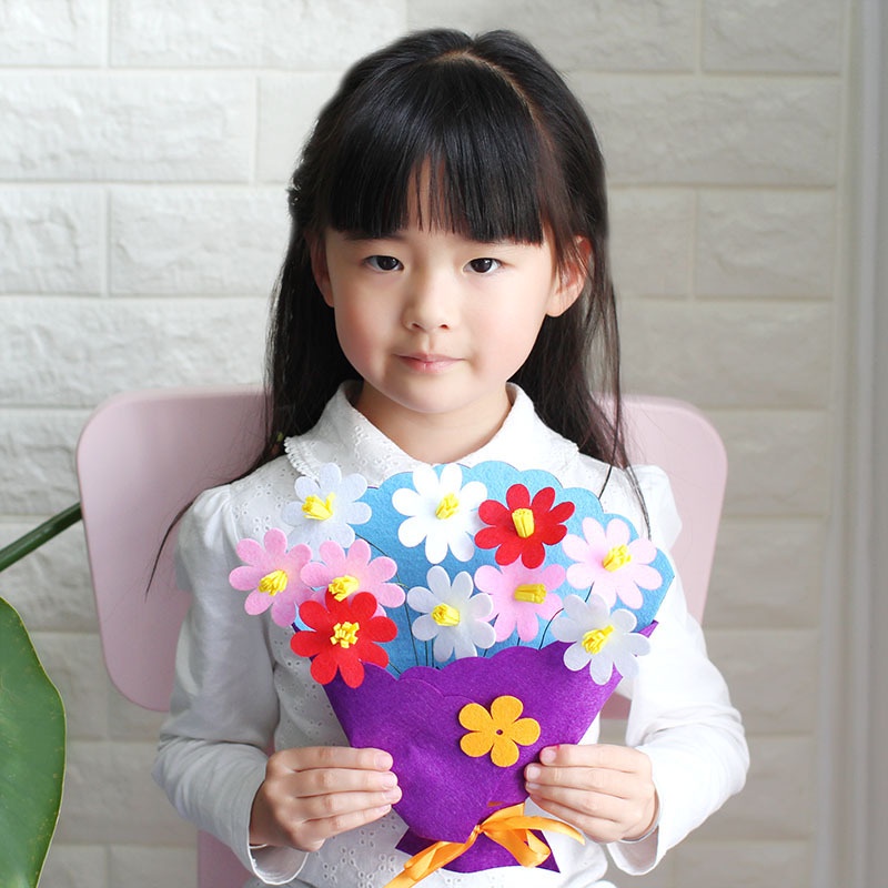 DIY Buket Bunga Hand Flower Bouquet, Prakarya anak / mainan edukasi