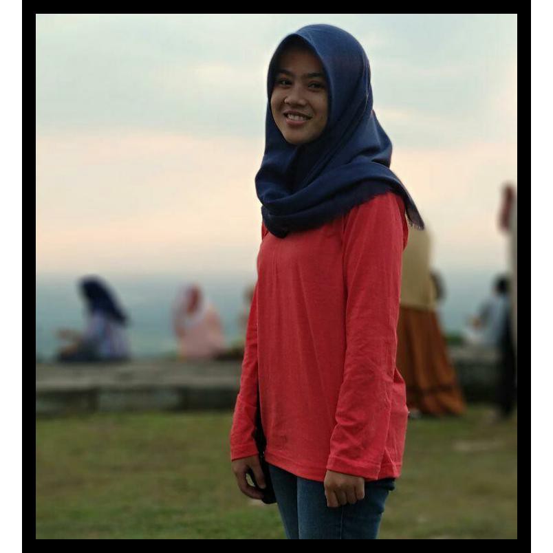 Gratis Ongkir Kaos Baju Cewek Muslimah Leher Oneck Warna Misty Merah All Size M Terbaru