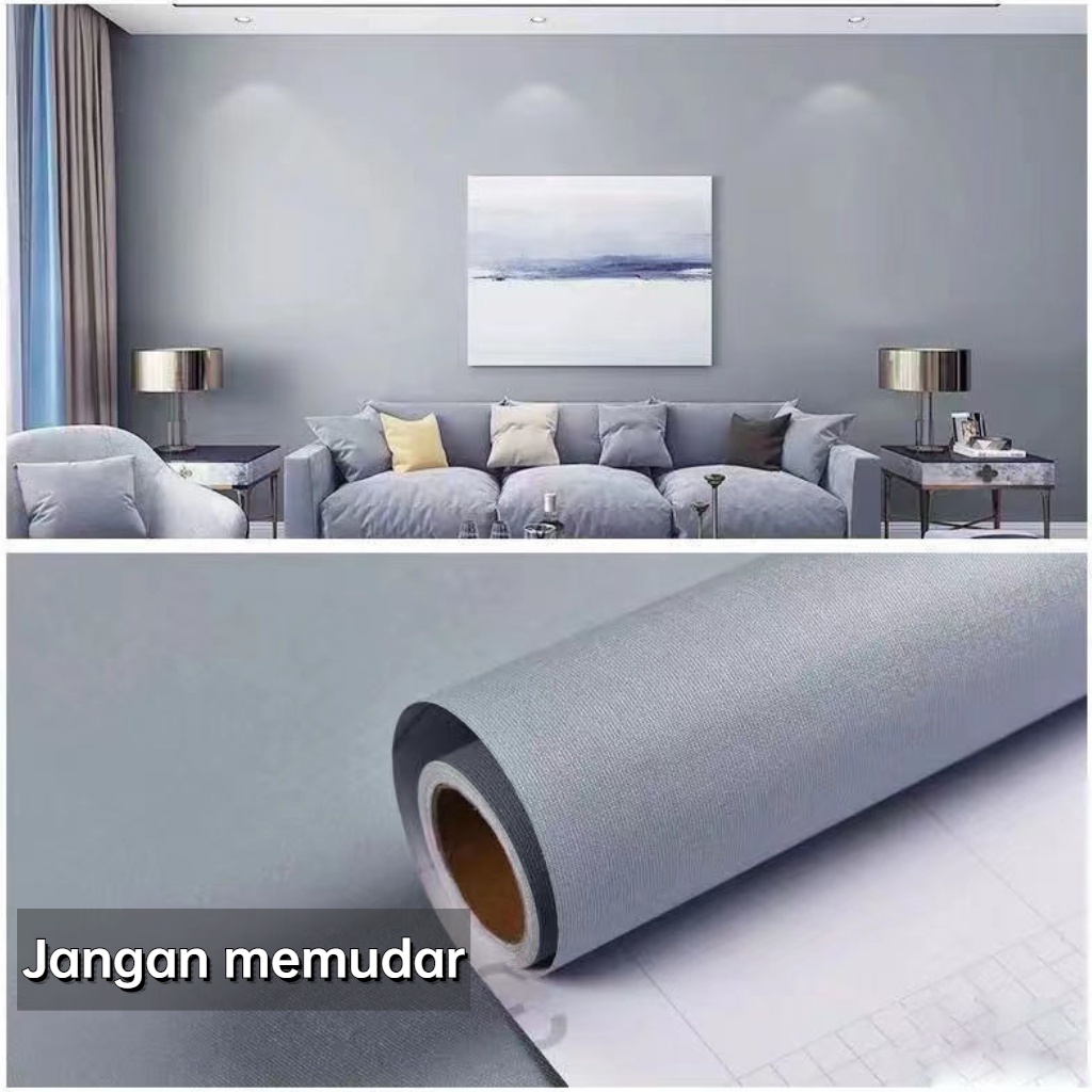 (COD) Wallpaper Dinding 10M X 53CM per roll Wallpaper dinding 3d motif elegant pure color
