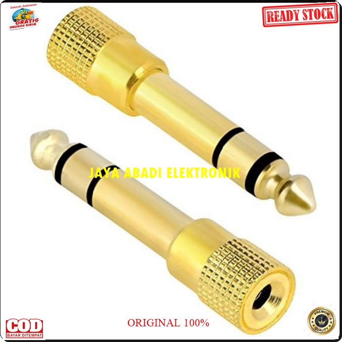 G257 ORIGINAL JACK 3.5 MM ADAPTER JEK 3,5 KONEKTOR SAMBUNGAN SPLITER AUDIO SPLITTER SOUND SUARA CONVERTER KONEKTOR MULTI UNIVERSAL MALE EXTENSION PENYAMBUNG HEADSET HEADPHONE FEMALE AUX DVD MALE AMPLI STEREO HEADSET HF BESI METAL KUNING GOLD G257  ORIGINA