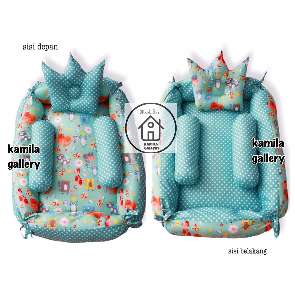 KASUR BAYI KOLAM PREMIUM / KASUR BAYI MULTIFUNGSIMOTIF BOLAK BALIK FREE BANTAL CROWN + 2 GULING BAYI