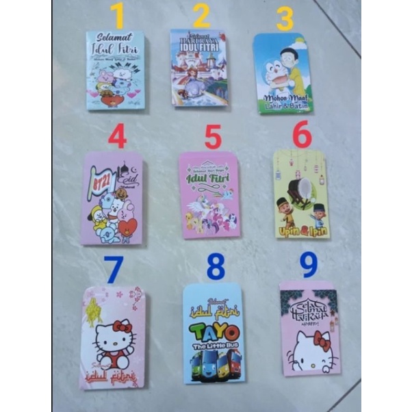 

amplop lebaran karakter lucu mini (5,5x9) harga per 25 biji