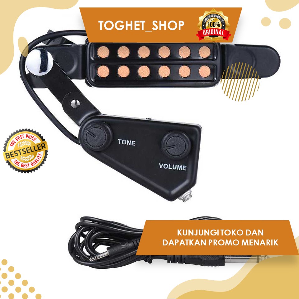 Pickup Gitar Akustik 12 Lubang Microphone Dengan Volume Kontrol Mikrofon Mic Gitar Akustik