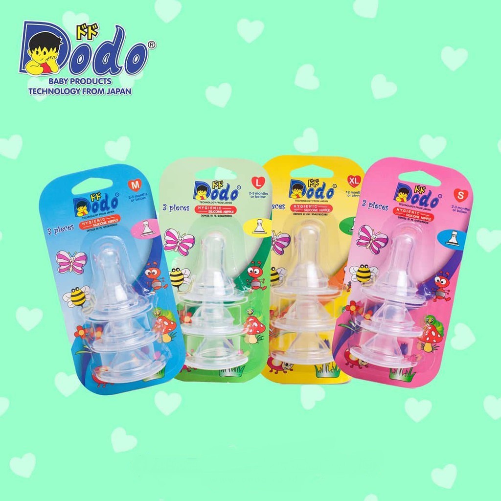 Dodo Dot Botol Susu Asi Bayi Anti Kolik Colic Nipple Silicone Teat Blister Pack Isi 3