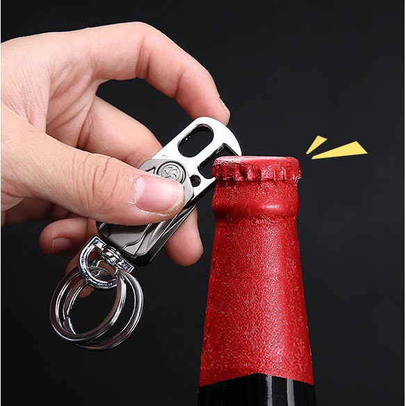 Gantungan Kunci Stainless 3 in 1 Keychain Bottle Opener Alat Buka Botol and SPINNER