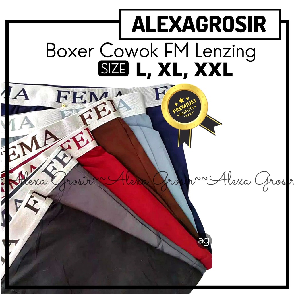 Celana Dalam Pria Boxer Fema 7728 Polos Ban Silver- ALEXAGROSIR