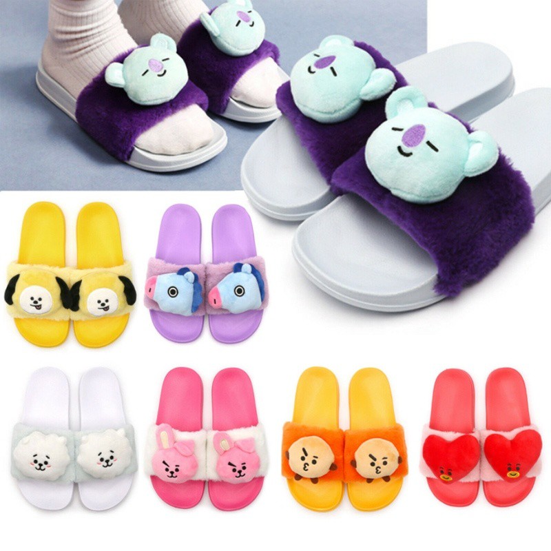 KPOP BTS  bt21 Sandal  Selop  Rumah Motif Kartun Lucu Bahan 