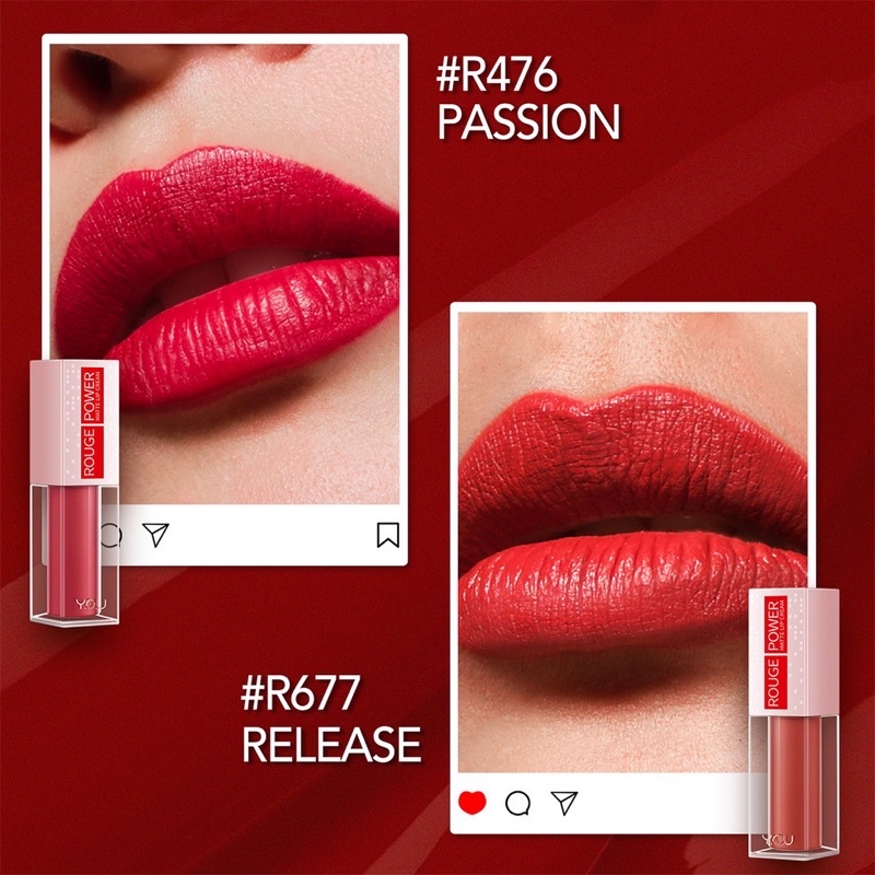 YOU Rouge Power Matte Lip Cream | Matte Finish &amp; Tahan Lama