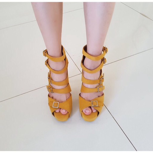 SEPATU GLADIATOR TALI HIGH HEELS 12 cm MUSTARD / HIJAU / MERAH / PINK FANTA / UNGU PASTEL