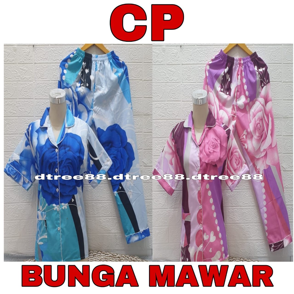 Dtree . baju tidur piyama dewasa cp motif bunga katun eropa / katun lokal-2