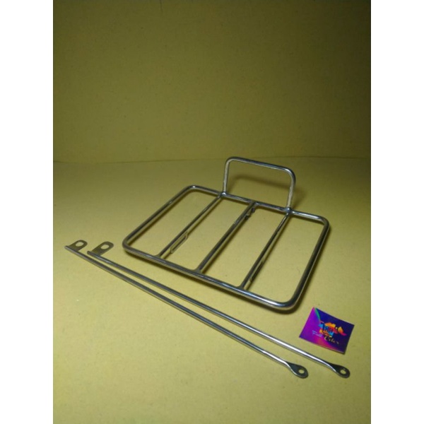 rak depan sepeda model pizza rack - stainless steel