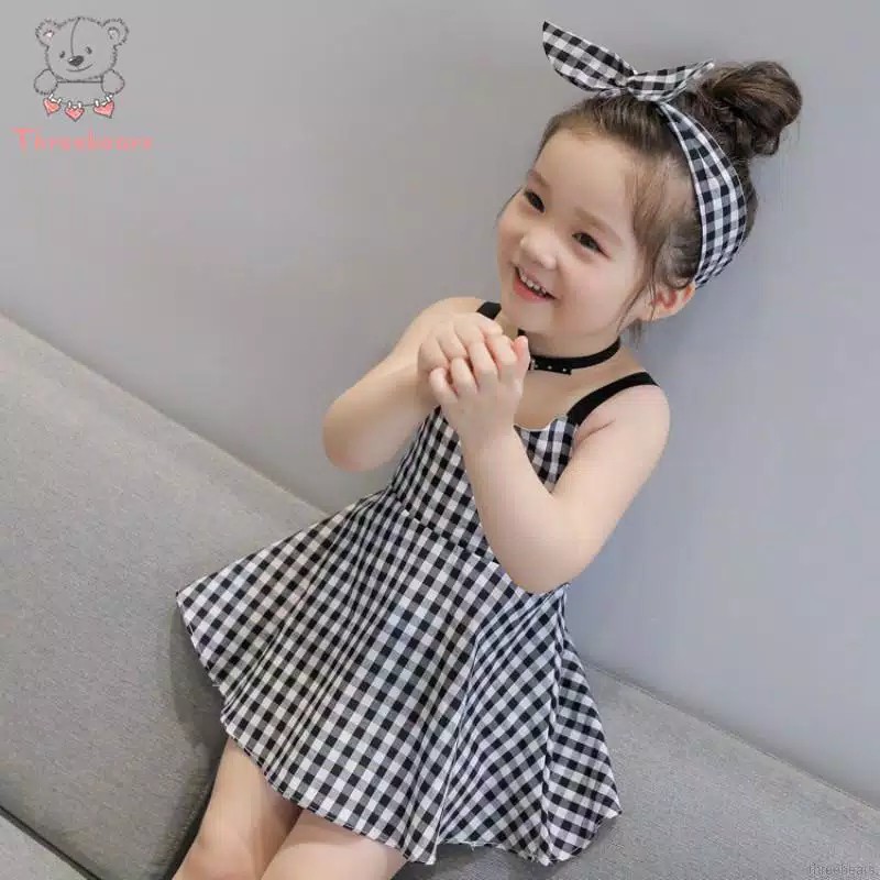 Dress Anak Kotak Taki / Dress Kotak Taki Anak / Dress Anak Bahan Katun