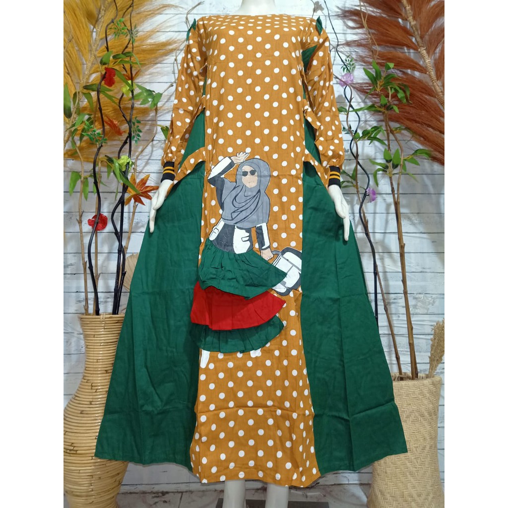 LANGSUNG KIRIM gamis polkadot chitato/gamis katun jepang premium polkadot