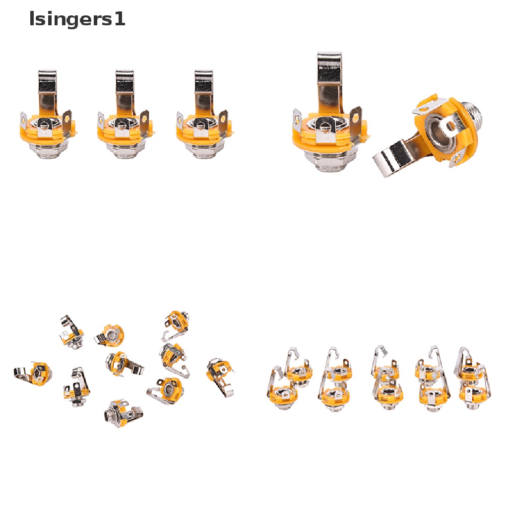 (lsingers1) 10pcs / Set Socket Jack ID Mono 1 / 4 &quot;6.35mm Untuk Gitar