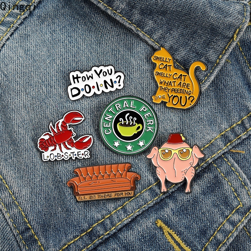 Bros Pin Enamel Desain Kucing Lobster Bau Teh Dan Supper Untuk Hadiah