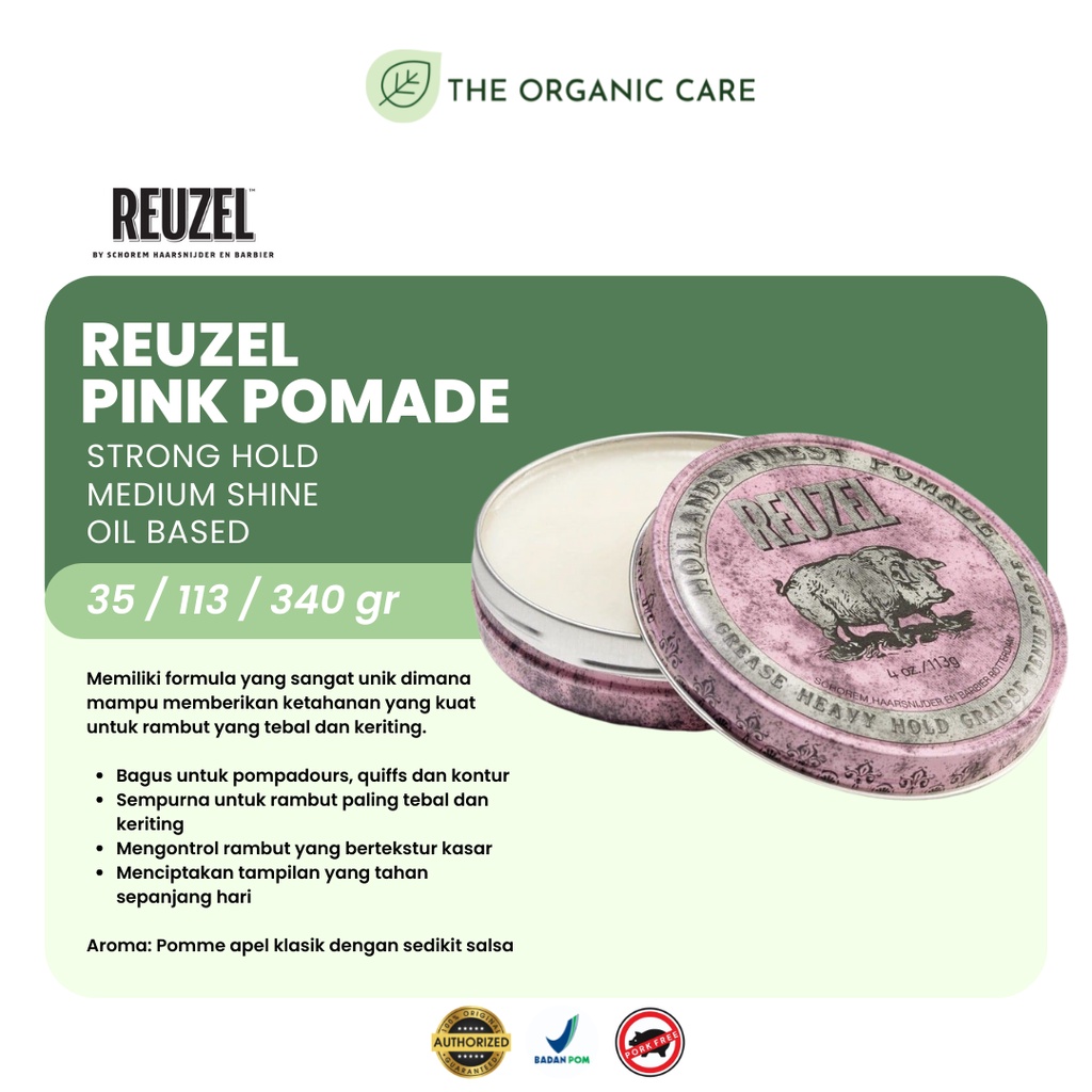 REUZEL PINK POMADE - STRONG HOLD / MEDIUM SHINE / OIL BASED