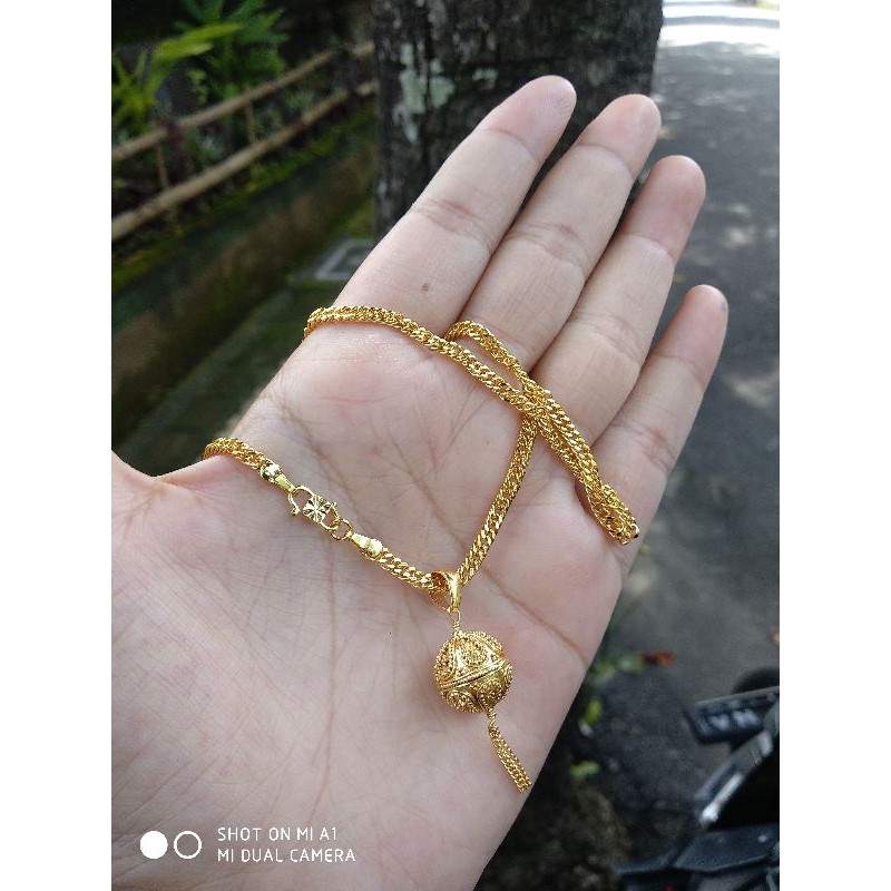 Kalung xuping mainan bola perak asli lapis emas