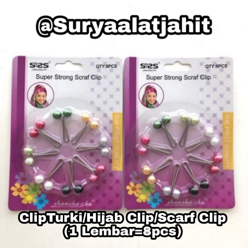 Super Strong Scraf Clip /Hijab Clip 3cm (1Lembar=8pcs) rp.14.500/1lbr