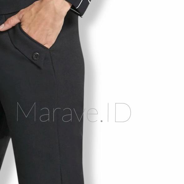 ← celana kerja wanita bahan kain panjang marave / celana kantor wanita - Hitam, S ♡