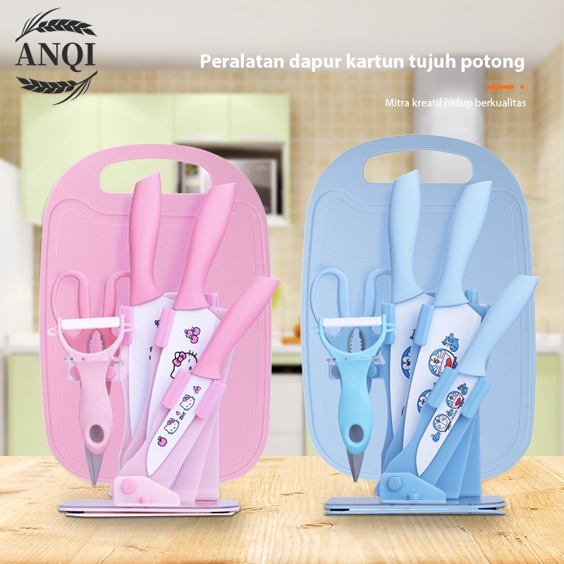 ANQI 1888 Pisau set 7 pcs warna tajam keramik dengan stand knife set 7 with holder Pisau Set 7 in 1