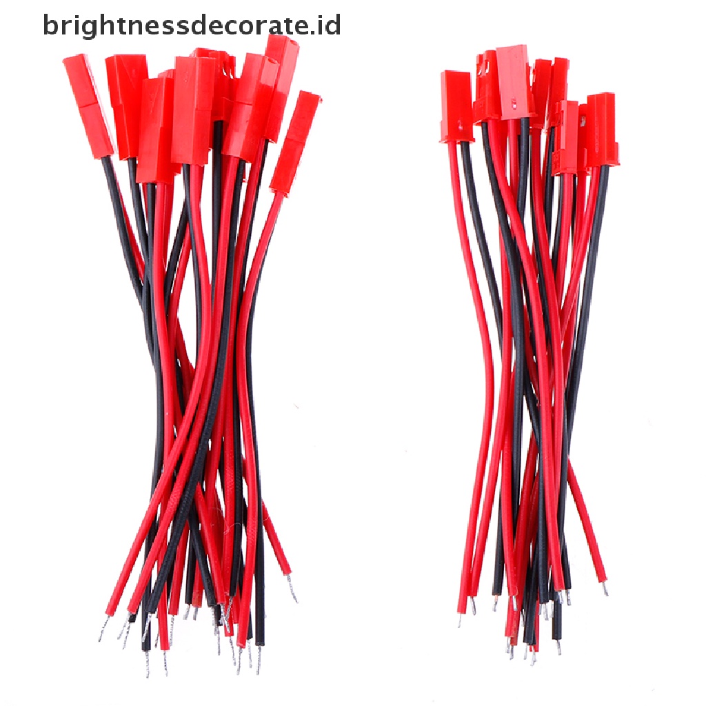 20pcs Kabel Konektor 2 Pin Male Female Jst Plug 22 Awg Untuk Rc