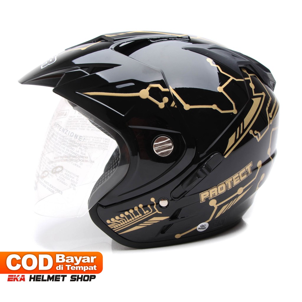 [Helm Dewasa] MSR Helmet Impressive - Protect - Double Visor - Hitam Gold