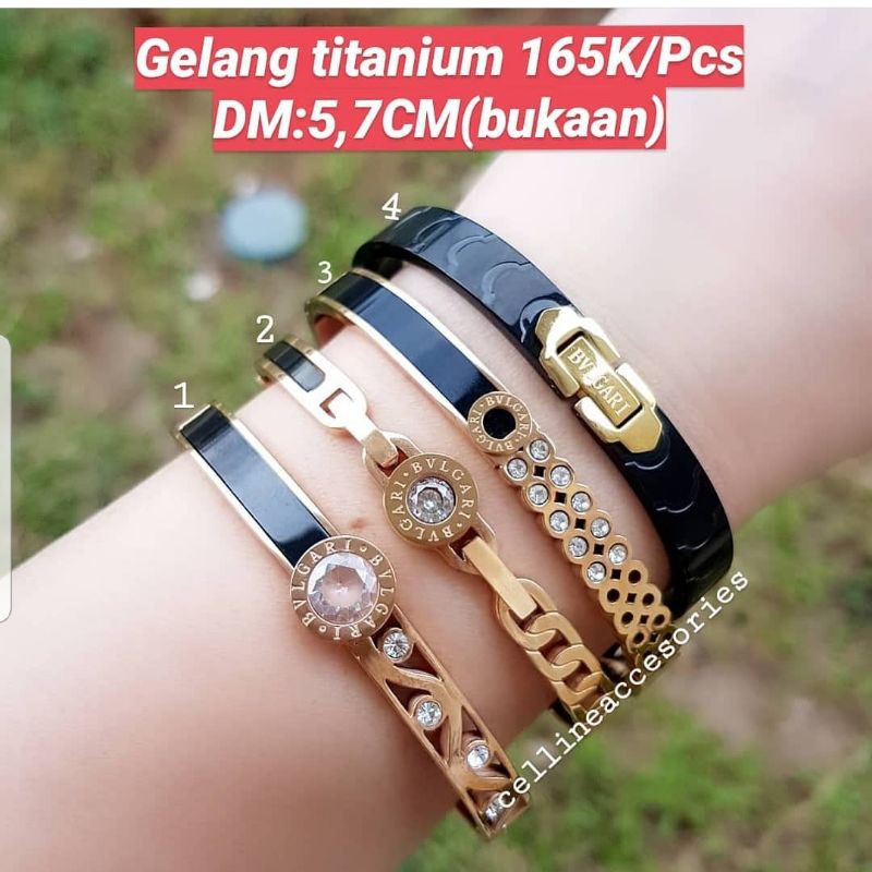 Gelang titanium lapis emas anti alergi PERSIS ASLI/gelang wanita titanium