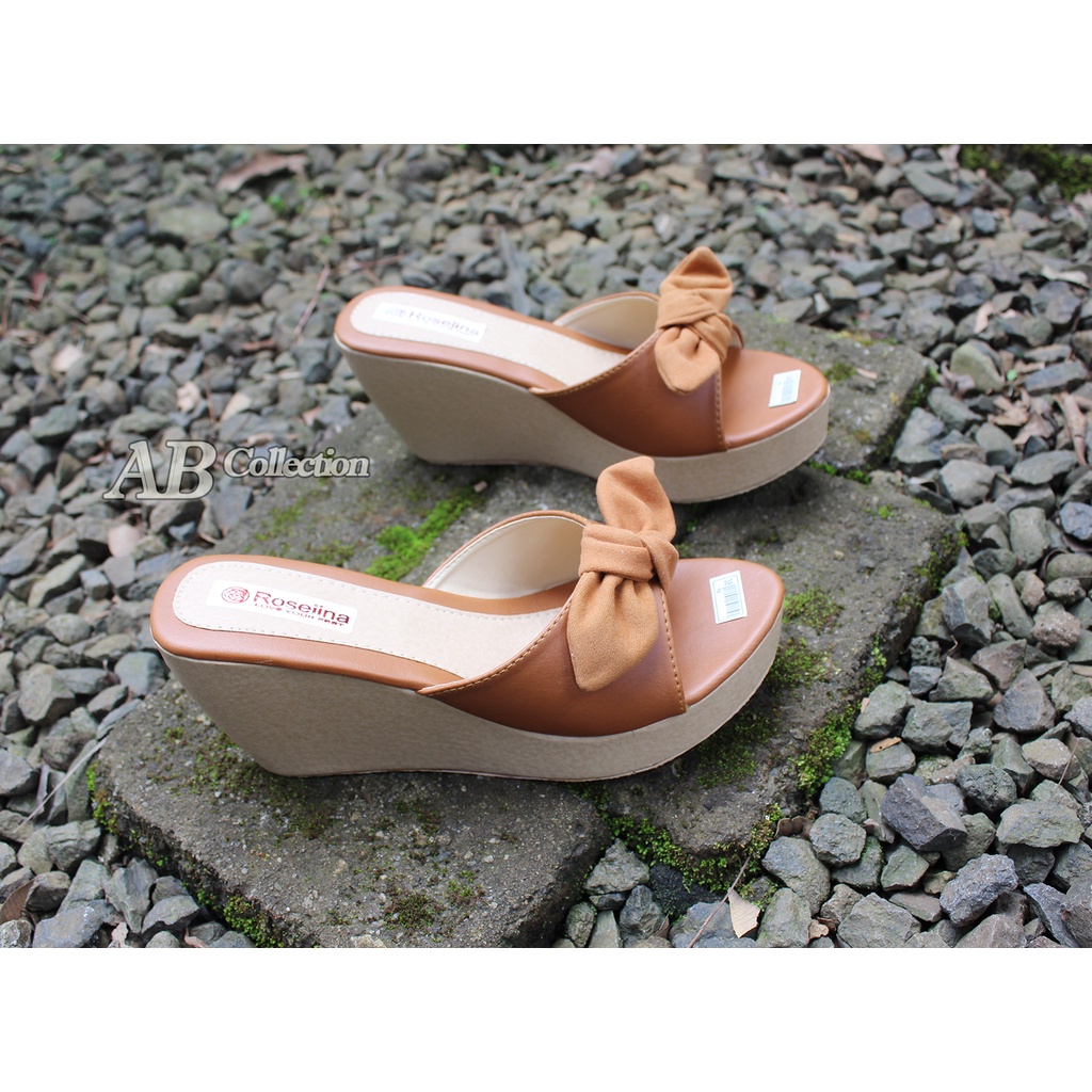 Wedges Sandal Slop kokop Wanita 9cm Pesta Casual Silang Sendal Selop Fashion Tinggi Murah JB 10