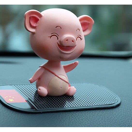 Pajangan Dashboard Mobil PINKY BABY PIG Babi Piggy Plastik Karet Goyang Kepala Shacking Head