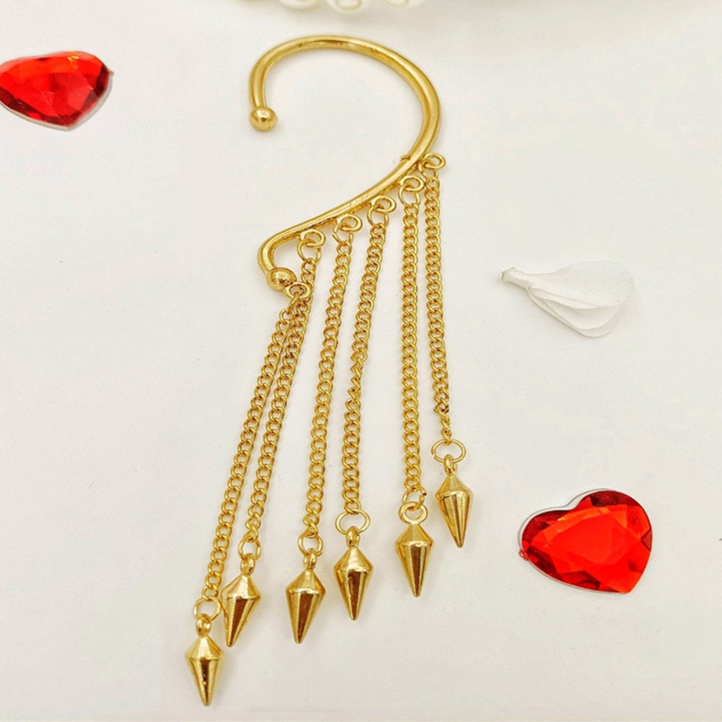 Hu Hu Hu Hu Hu Alat Bantu Pasang Kacamata♡ 1pc Anting Klip Tanpa Tindik Model Rumbai Panjang Untuk Wanita