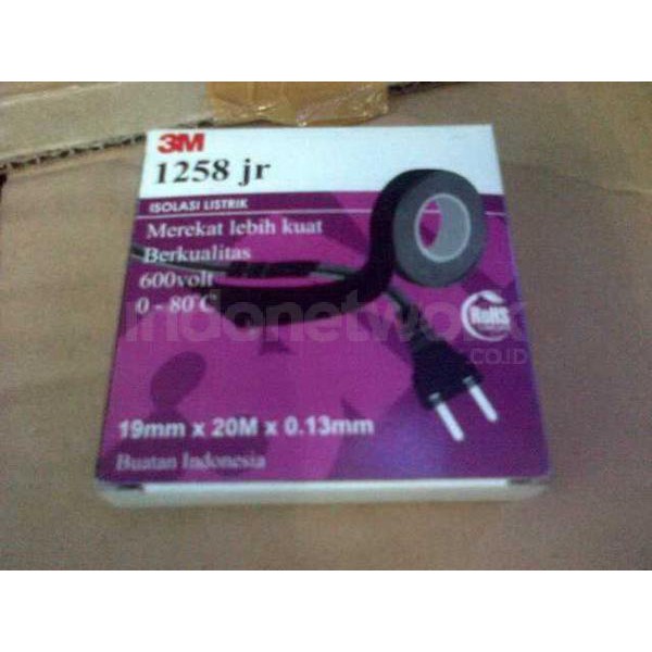 Isolasi Listrik 3m 1258 Jr Hitam Asli / Solasi Kabel 3 M Electric Tape
