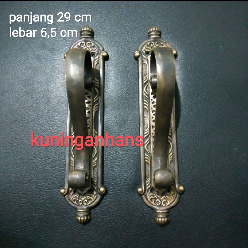 handle pintu rumah kupu tarung ukir antik kuningan klasik