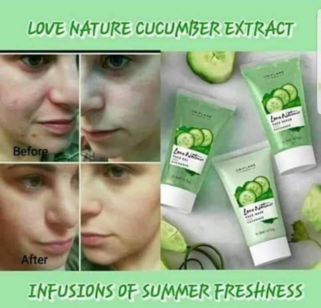 Masker Alami Mentimun Love Nature Cucumber Face Mask 30 Ml Indonesia