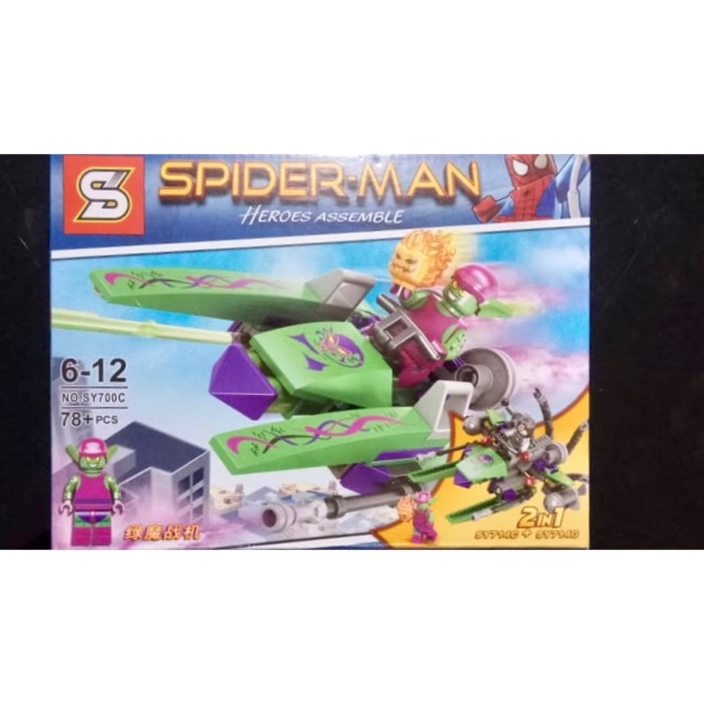 Brick Sembo Heroes Assemble Spiderman series SY700C Goblin age 6 keatas mainan anak