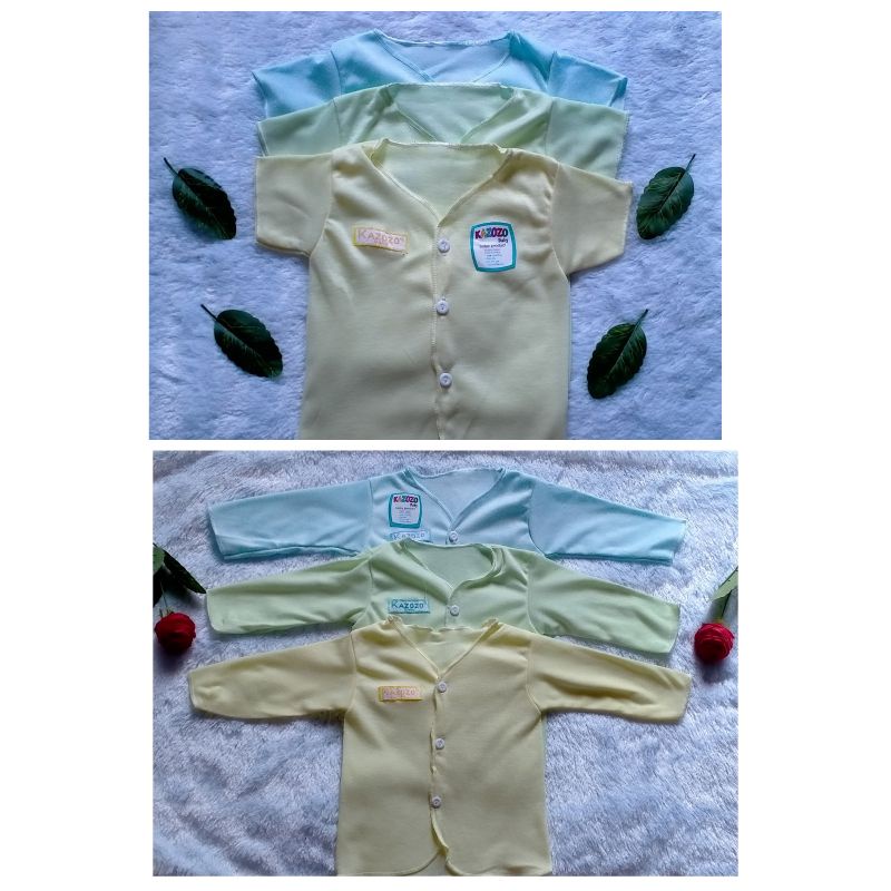 KAZOZO Baju Panjang Pendek Bayi Baru Lahir Polos 0-3 Bulan Murah