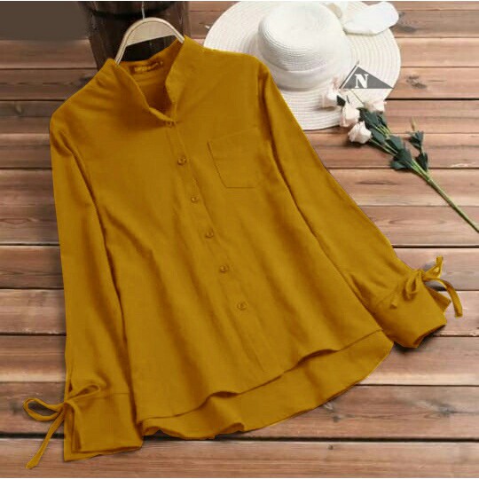 Baju Blouse Leni/Atasan Wanita Baju Kemeja Blouse/Blouse Lengan Panjang Casual