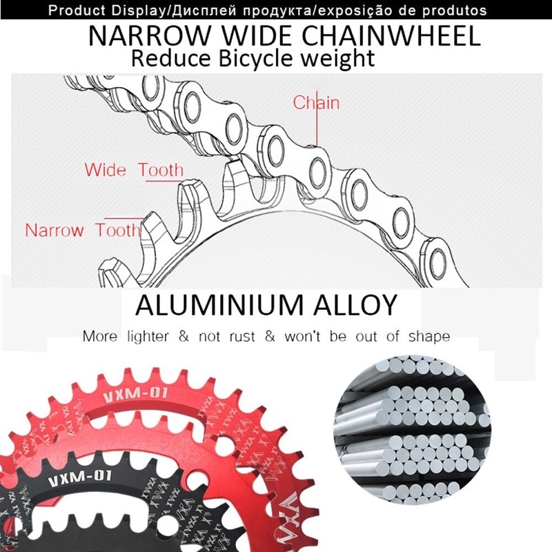 Chainring Sepeda VXM Round 104 BCD 38T Aliminium Alloy CNC 7075