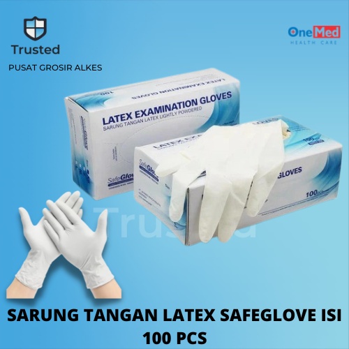 Jual Sarung Tangan Karet Safe Glove Latex Exammination Safeglove Handscoon Isi 100 Pcs Shopee