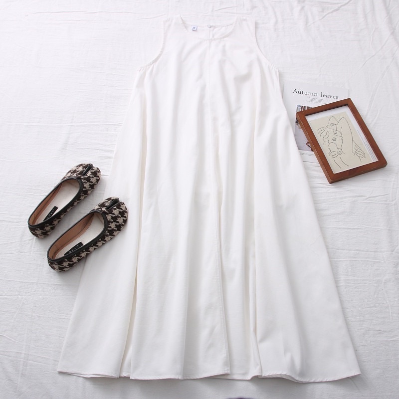 FIONA OVERSIZE - CASUAL DRESS POLOS - MAXI DRESS - PAKAIAN TERLARIS - DRESS KOREA - KOREAN STYLE-Putih
