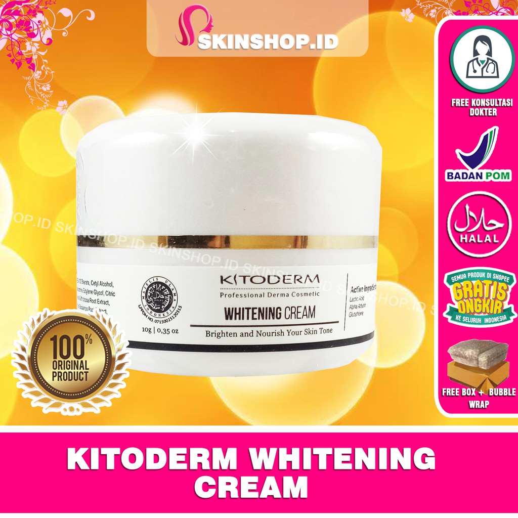 Kitoderm Whitening Cream 10gr Original / Krim Malam Pemutih Wajah BPOM Aman