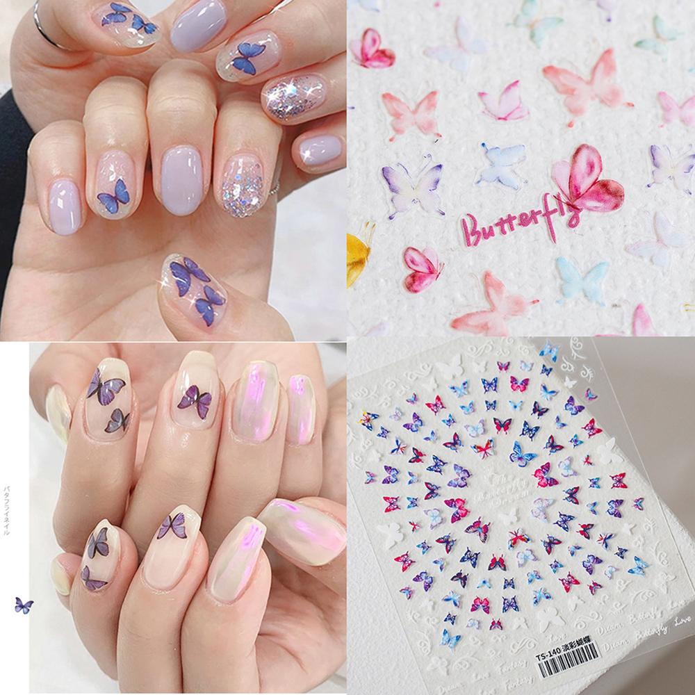 Mxbeauty Stiker Kuku Motif Kupu-Kupu 5D Untuk Manicure / Nail Art Butterfly