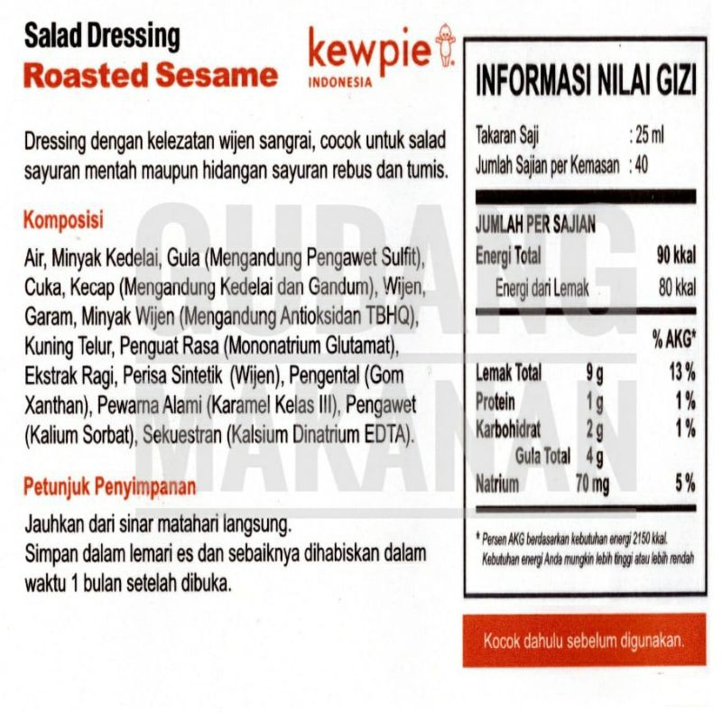 Kewpie Salad Dressing Roasted Sesame 1 Liter